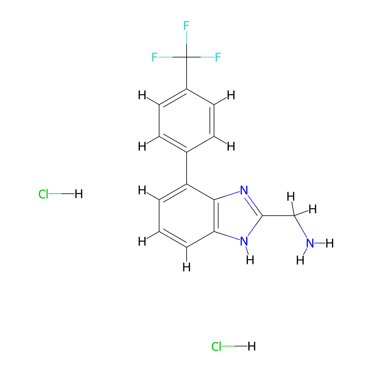 [4-[4-(trifluoromethyl)phenyl]-1H-benzimidazol-2-yl]methanamine;dihydrochloride molecular structure, CAS 2955712-29-3
