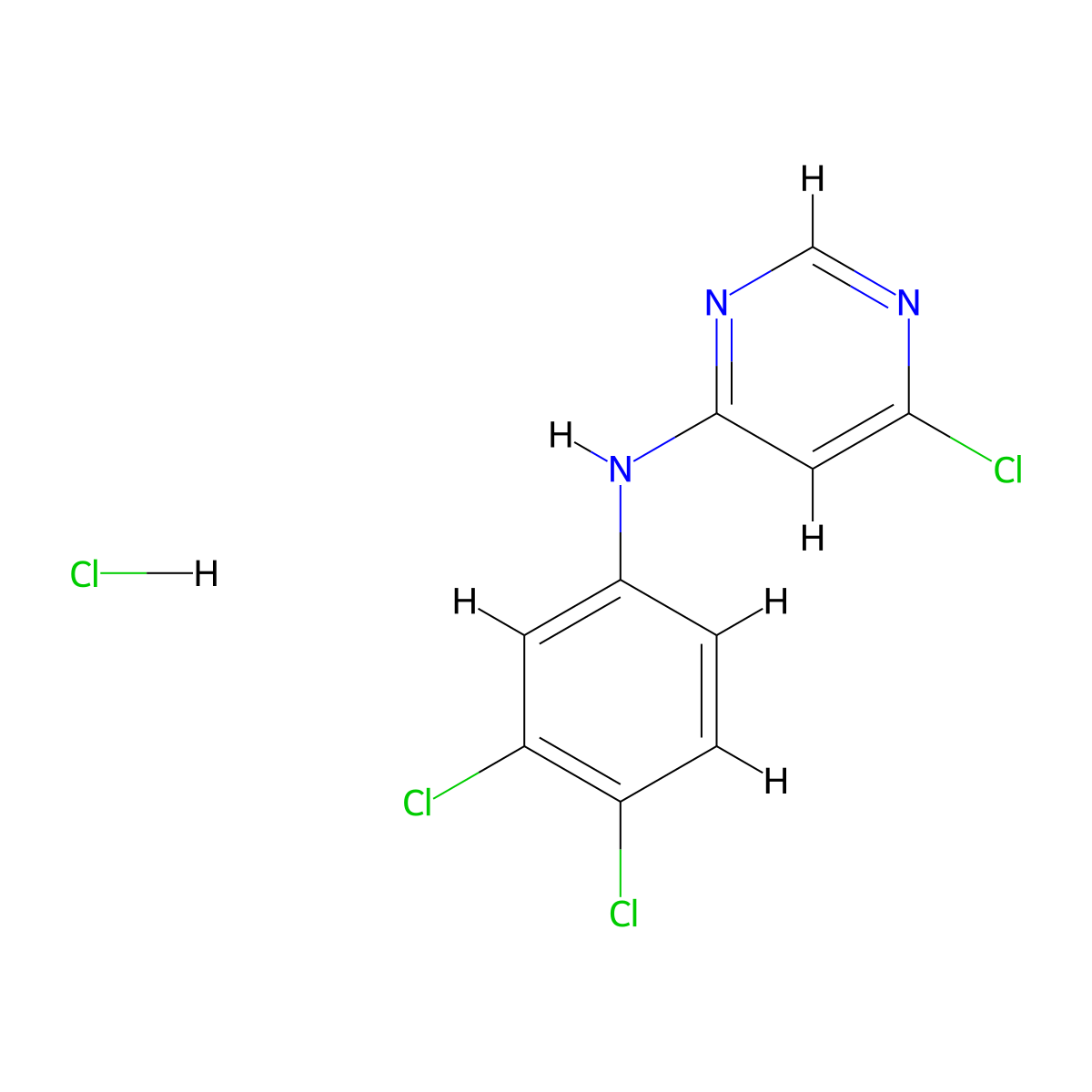 6-chloro-N-(3,4-dichlorophenyl)pyrimidin-4-amine hydrochloride molecular structure, CAS 2955712-32-8