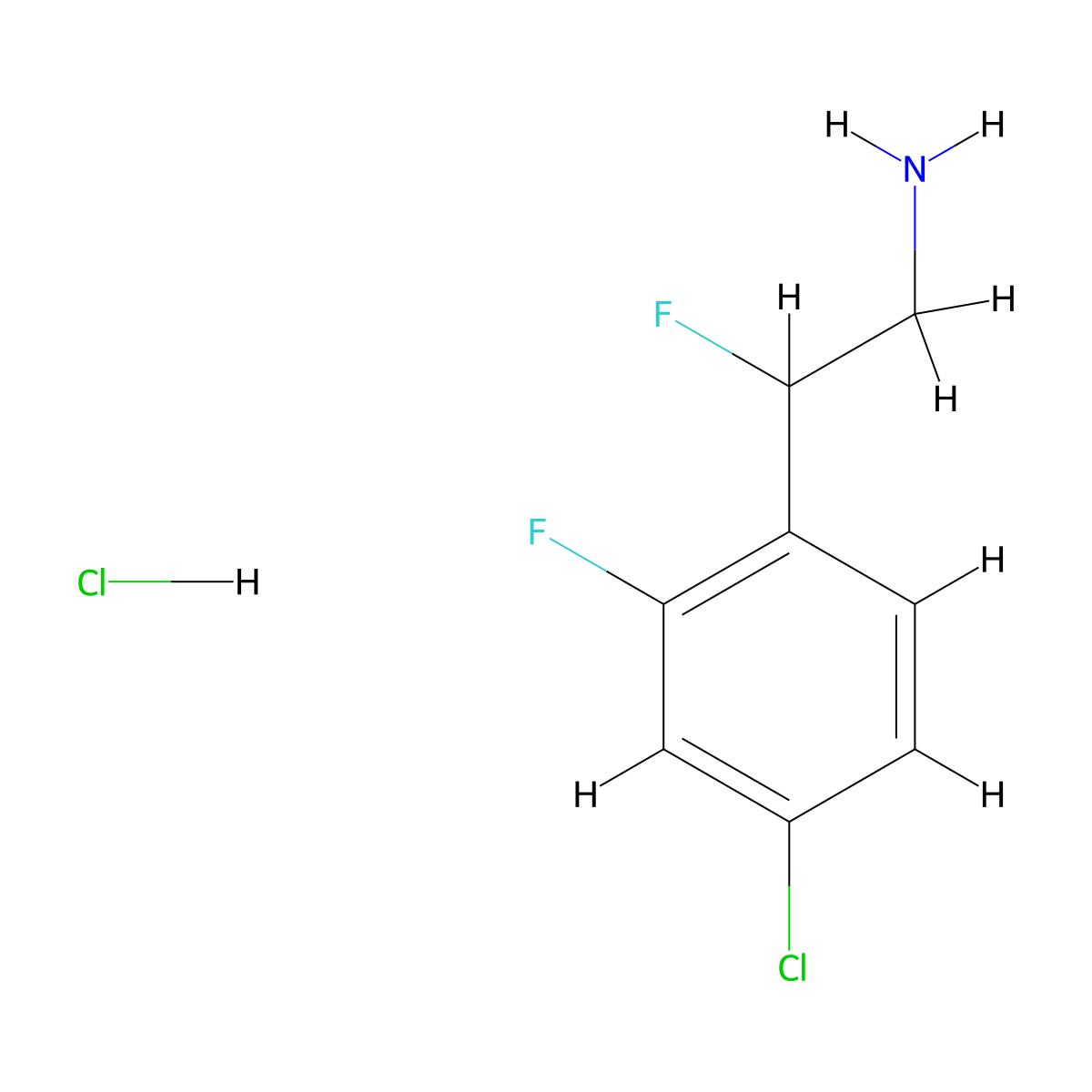 2-(4-Chloro-2-fluorophenyl)-2-fluoroethan-1-amine hydrochloride molecular structure, CAS 2955712-35-1