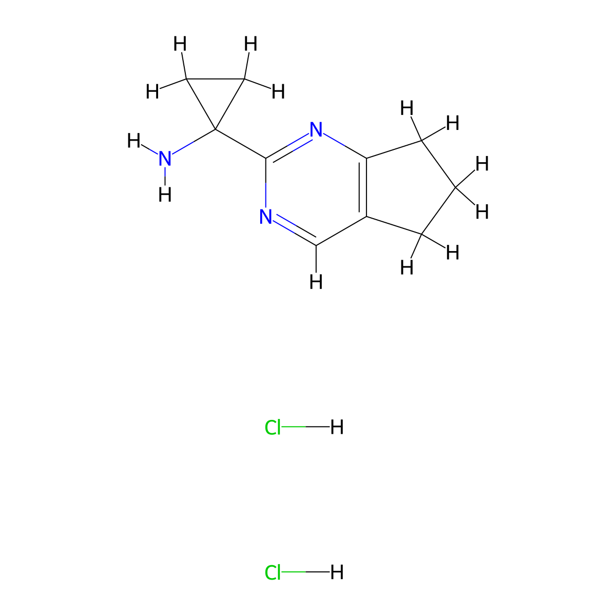 1-{5H,6H,7H-cyclopenta[d]pyrimidin-2-yl}cyclopropan-1-amine dihydrochloride molecular structure, CAS 2955712-40-8