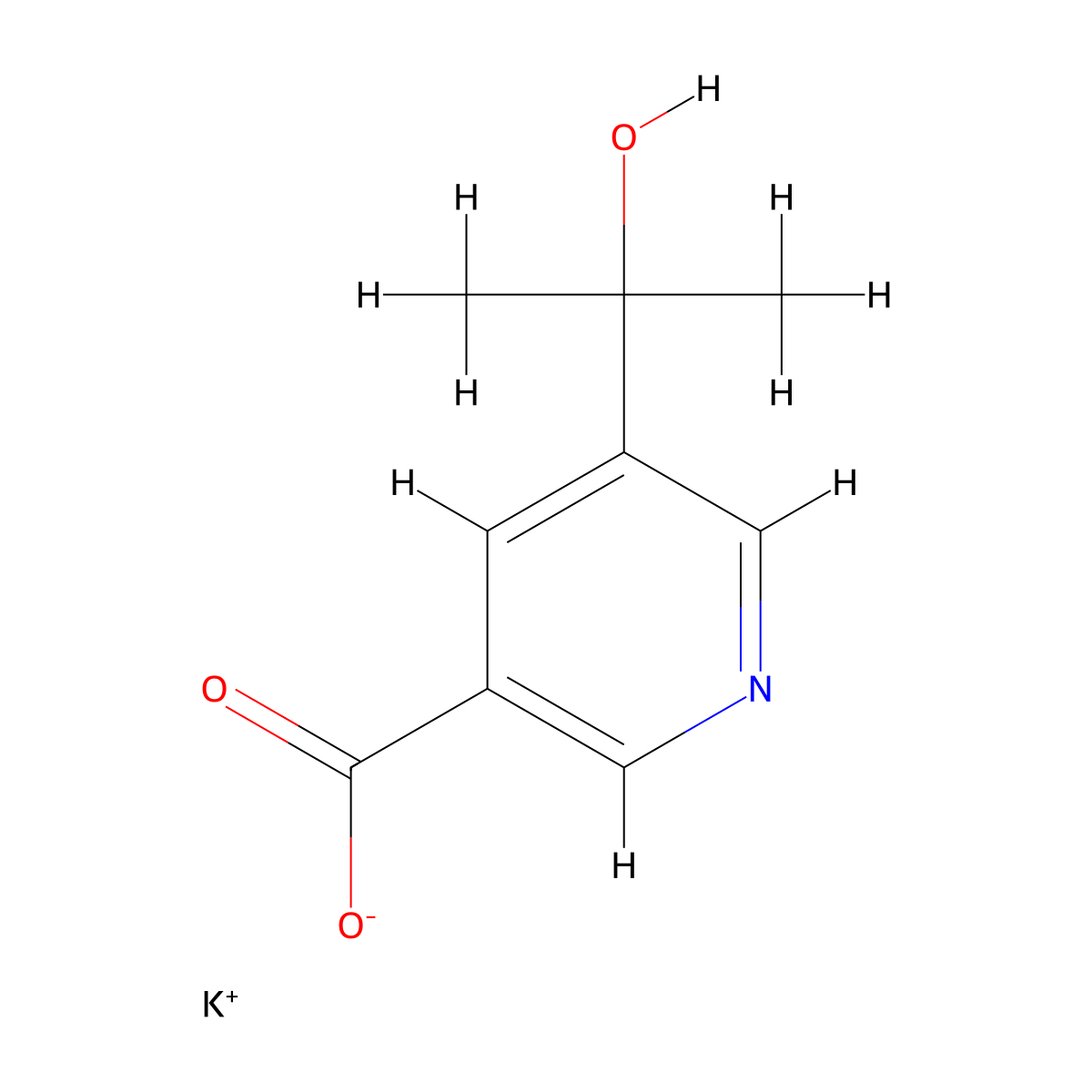 Potassium 5-(2-hydroxypropan-2-yl)pyridine-3-carboxylate molecular structure, CAS 2955712-63-5
