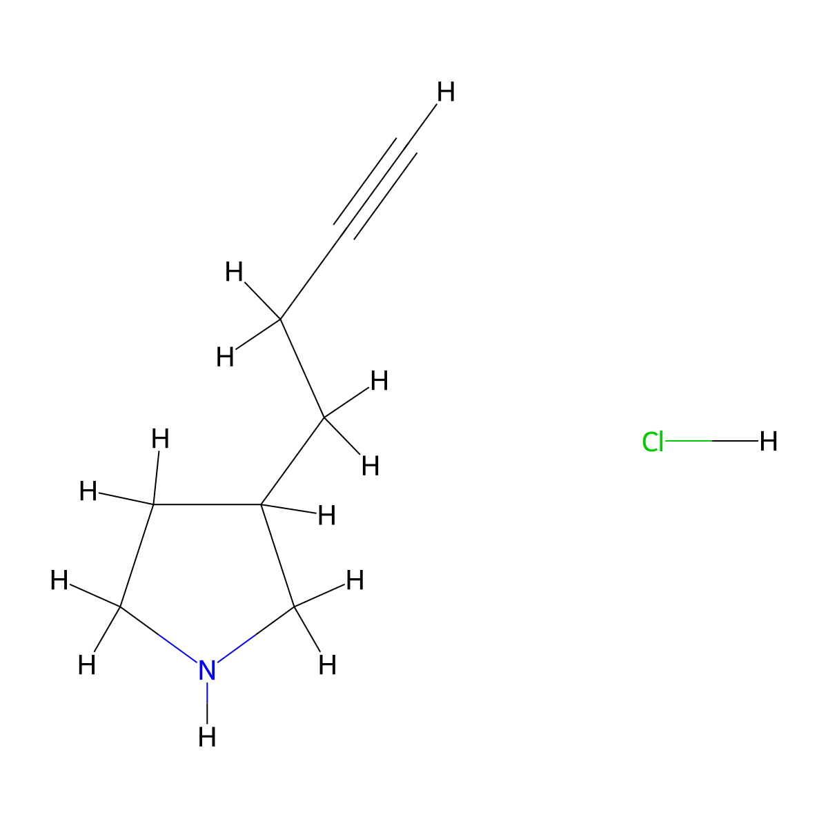 3-(But-3-yn-1-yl)pyrrolidine hydrochloride molecular structure, CAS 2955712-71-5