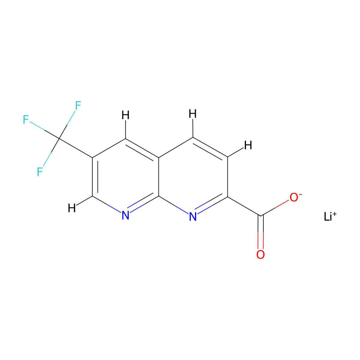 Lithium(1+) 6-(trifluoromethyl)-1,8-naphthyridine-2-carboxylate molecular structure, CAS 2955712-76-0