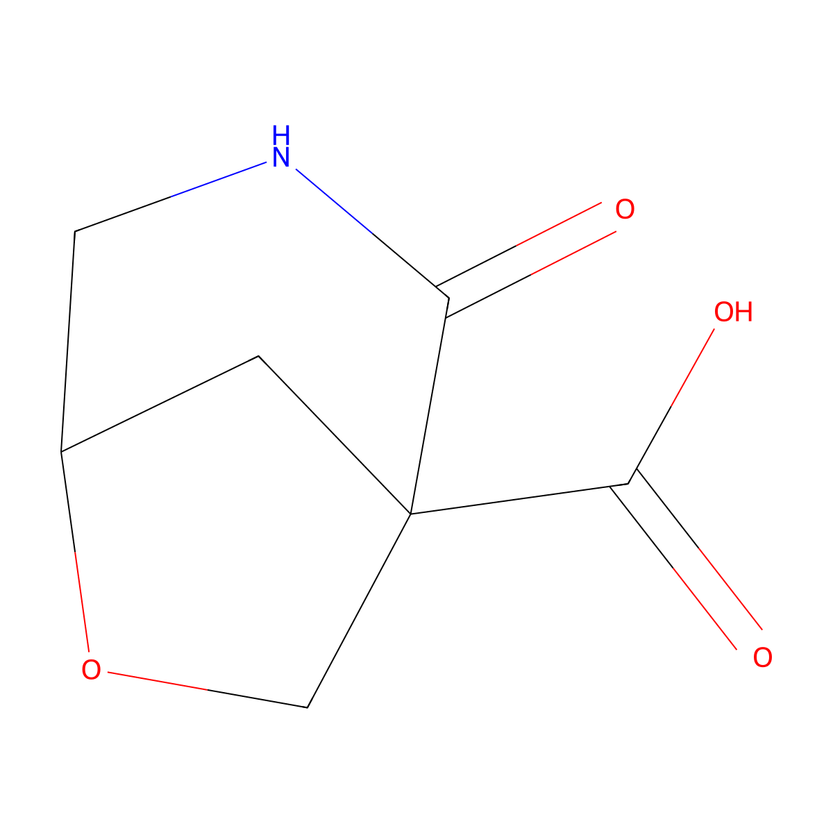 2-Oxo-6-oxa-3-azabicyclo[3.2.1]octane-1-carboxylic acid molecular structure, CAS 2955712-78-2