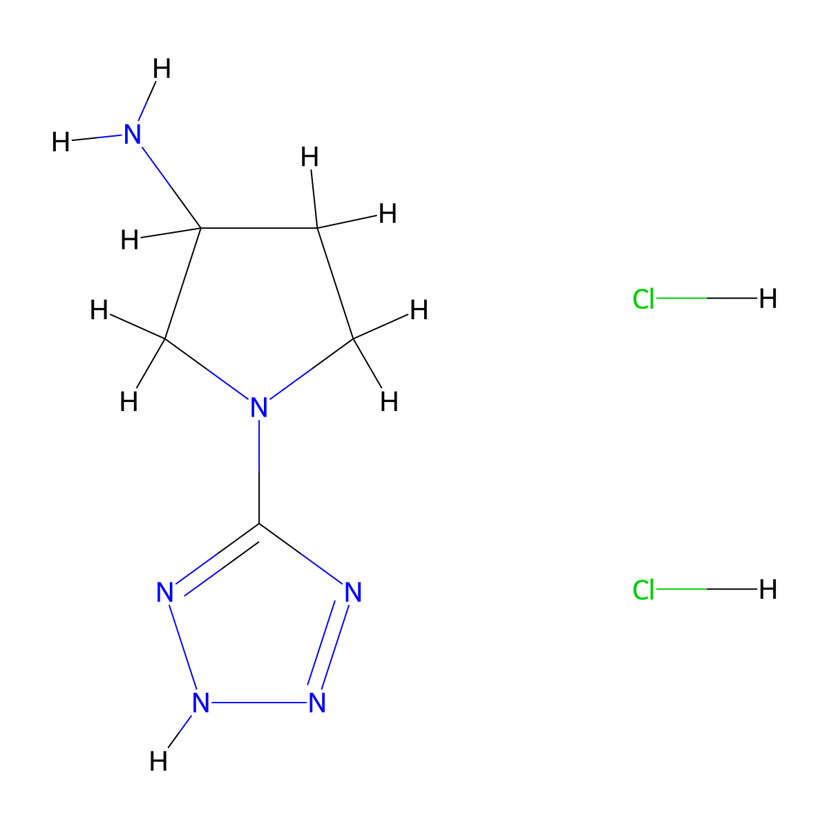 1-(1H-1,2,3,4-tetrazol-5-yl)pyrrolidin-3-amine dihydrochloride molecular structure, CAS 2955712-85-1