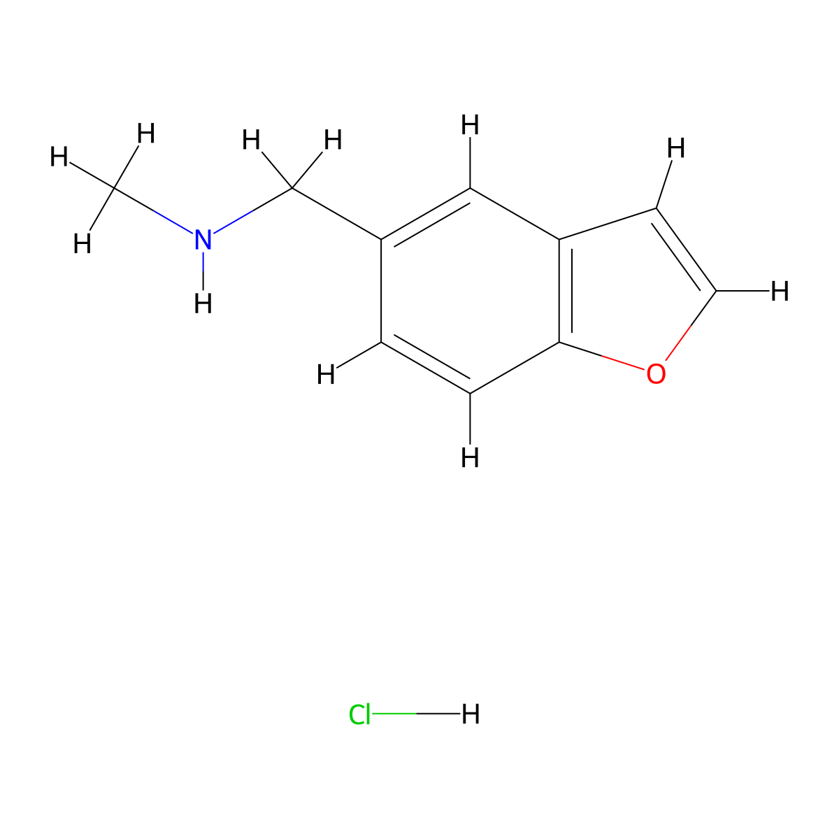 [(1-Benzofuran-5-yl)methyl](methyl)amine hydrochloride molecular structure, CAS 2955712-86-2