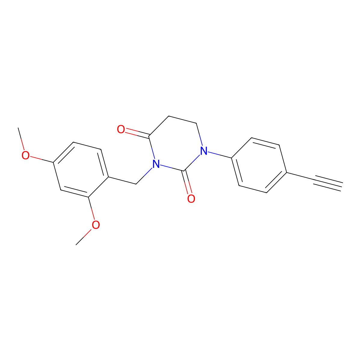 3-[(2,4-Dimethoxyphenyl)methyl]-1-(4-ethynylphenyl)-1,3-diazinane-2,4-dione molecular structure, CAS 2955712-90-8