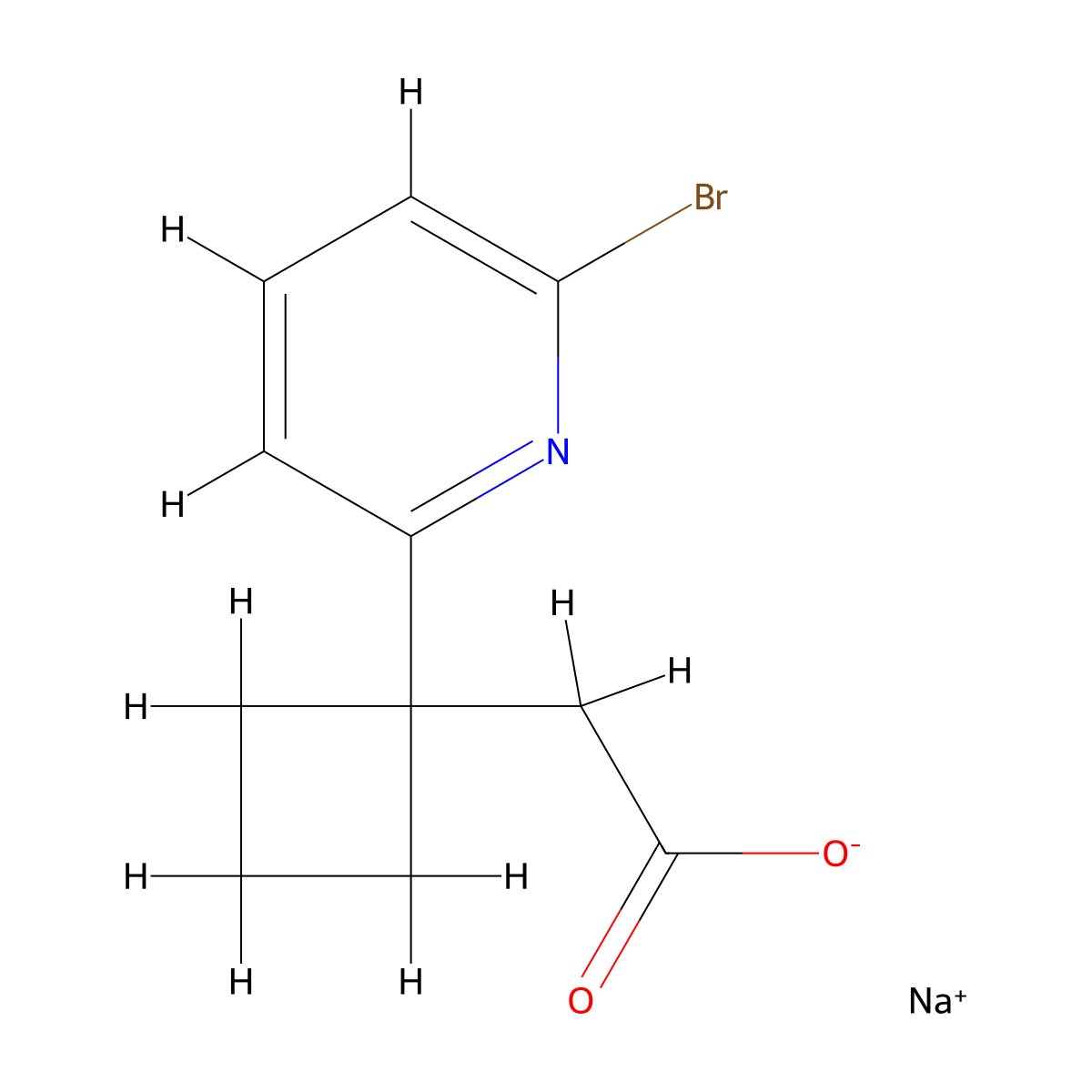 Sodium 2-[1-(6-bromopyridin-2-yl)cyclobutyl]acetate molecular structure, CAS 2955712-94-2