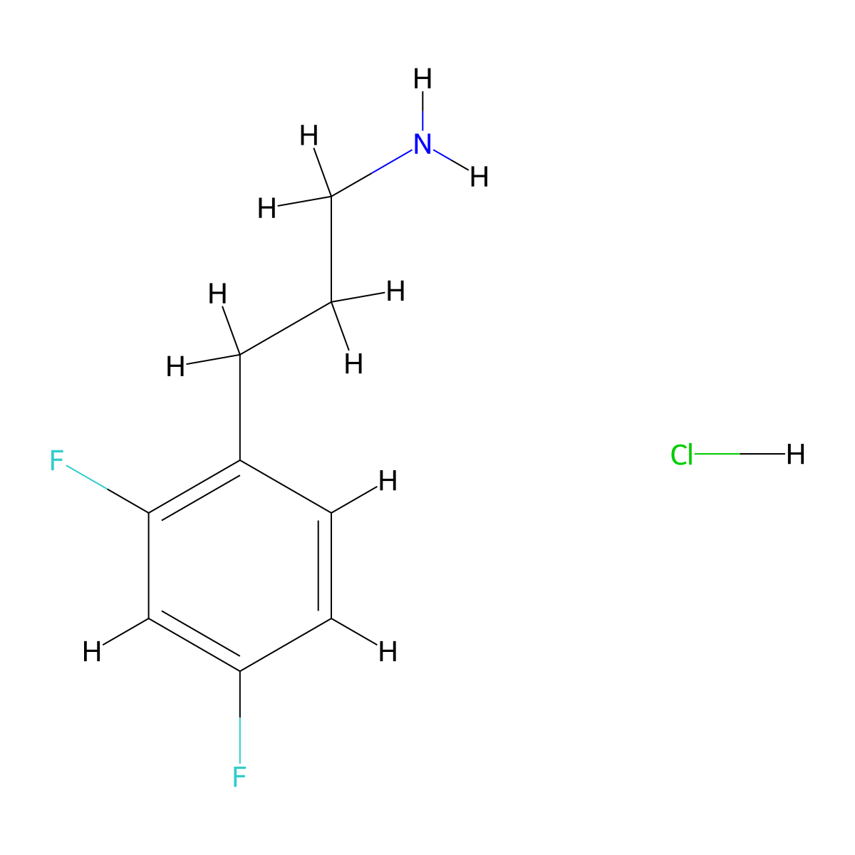 3-(2,4-Difluorophenyl)propan-1-amine hydrochloride molecular structure, CAS 2955713-03-6