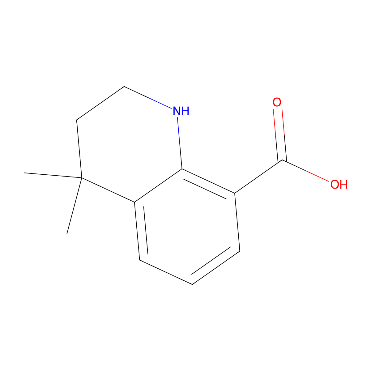 4,4-Dimethyl-1,2,3,4-tetrahydroquinoline-8-carboxylic acid molecular structure, CAS 2955713-05-8