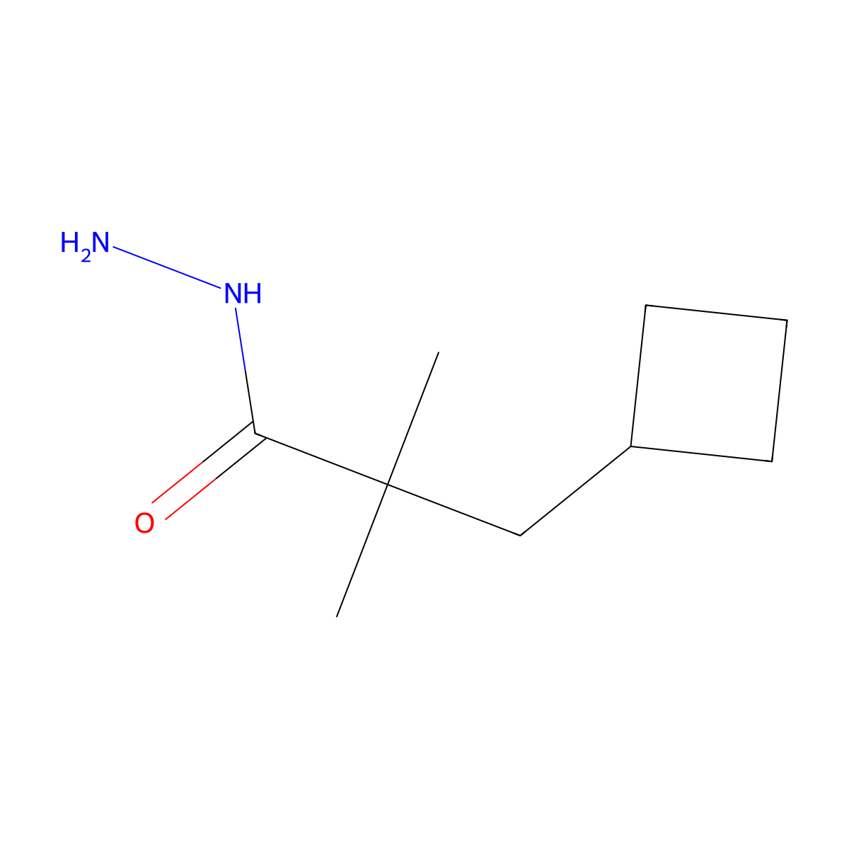 3-Cyclobutyl-2,2-dimethylpropanehydrazide molecular structure, CAS 2955713-16-1
