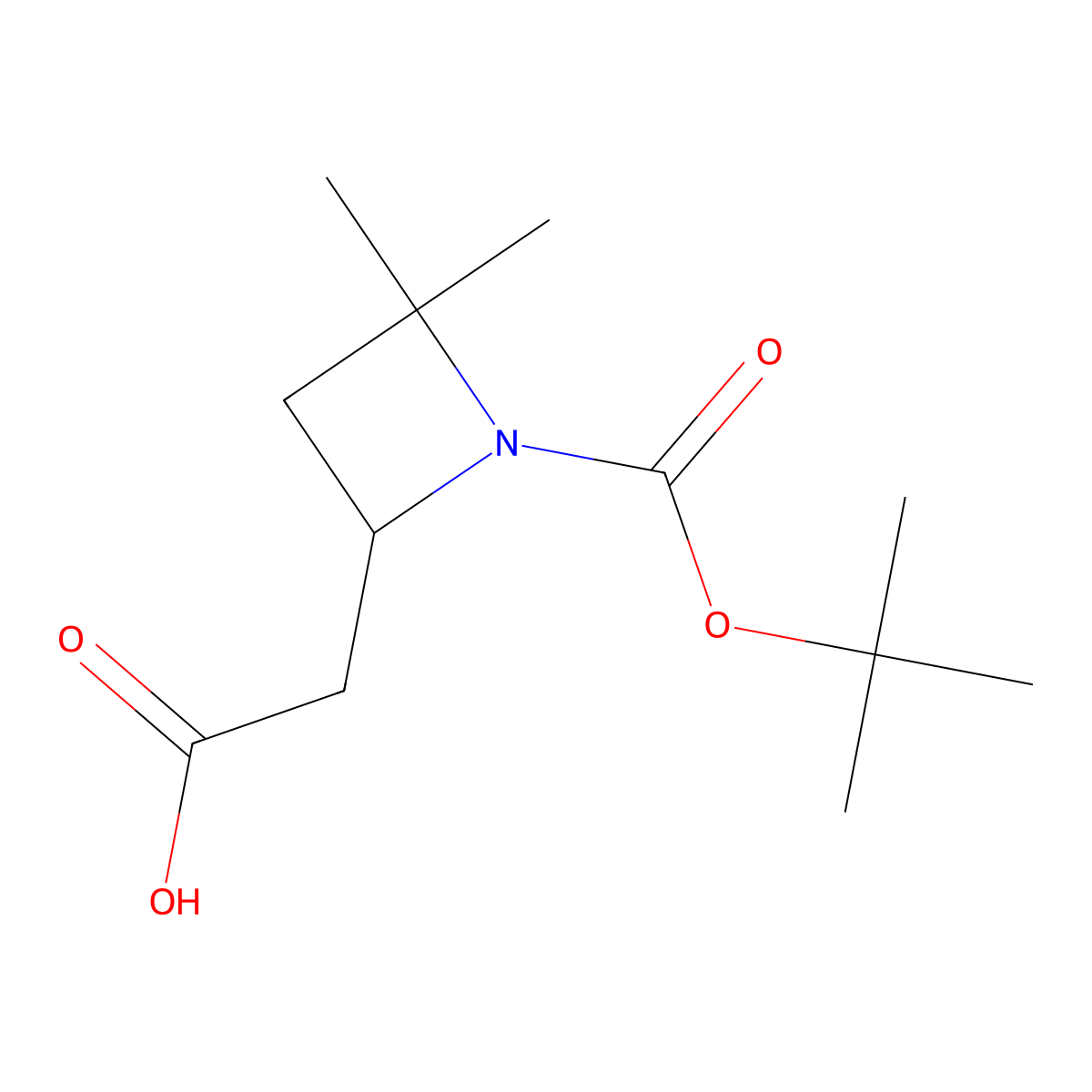 2-{1-[(Tert-butoxy)carbonyl]-4,4-dimethylazetidin-2-yl}acetic acid molecular structure, CAS 2955713-17-2