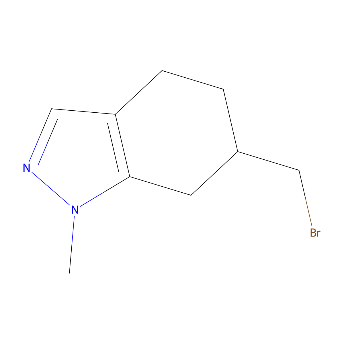 6-(bromomethyl)-1-methyl-4,5,6,7-tetrahydro-1H-indazole molecular structure, CAS 2955713-19-4