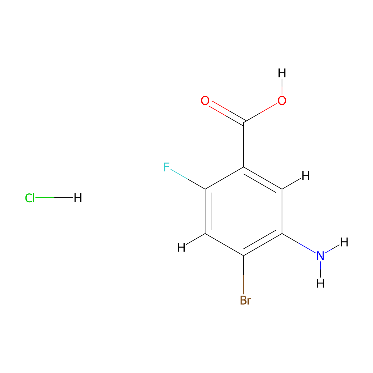 5-Amino-4-bromo-2-fluorobenzoic acid hydrochloride molecular structure, CAS 2955713-24-1