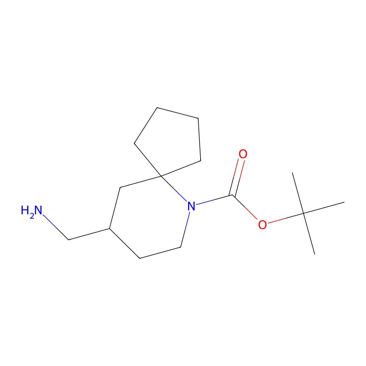 Tert-butyl 9-(aminomethyl)-6-azaspiro[4.5]decane-6-carboxylate molecular structure, CAS 2955713-25-2
