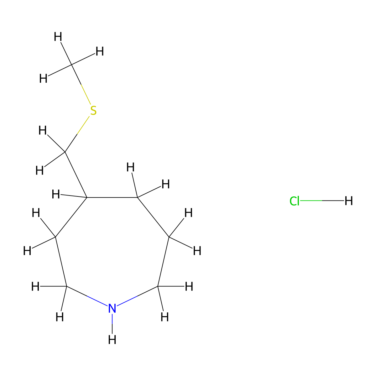 4-[(Methylsulfanyl)methyl]azepane hydrochloride molecular structure, CAS 2955713-27-4