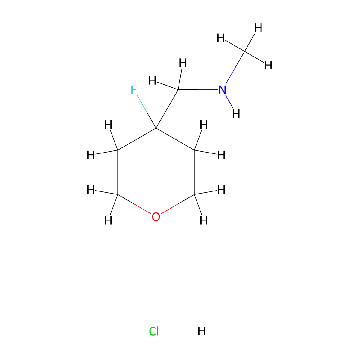 [(4-Fluorooxan-4-yl)methyl](methyl)amine hydrochloride molecular structure, CAS 2955713-36-5