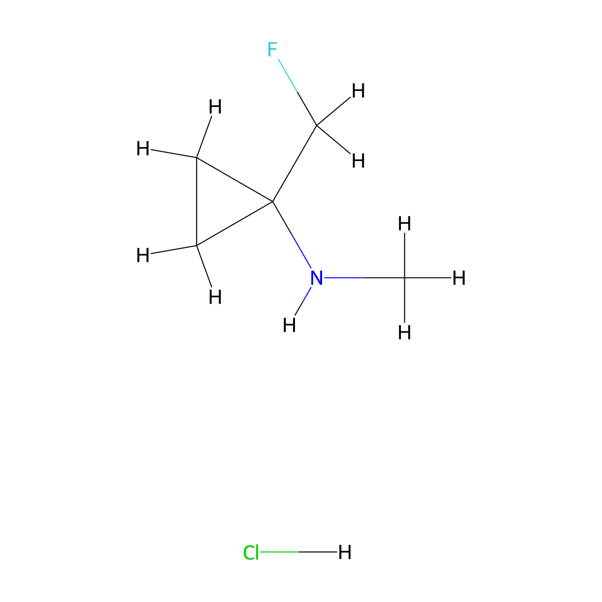 1-(fluoromethyl)-N-methylcyclopropan-1-amine hydrochloride molecular structure, CAS 2955713-38-7