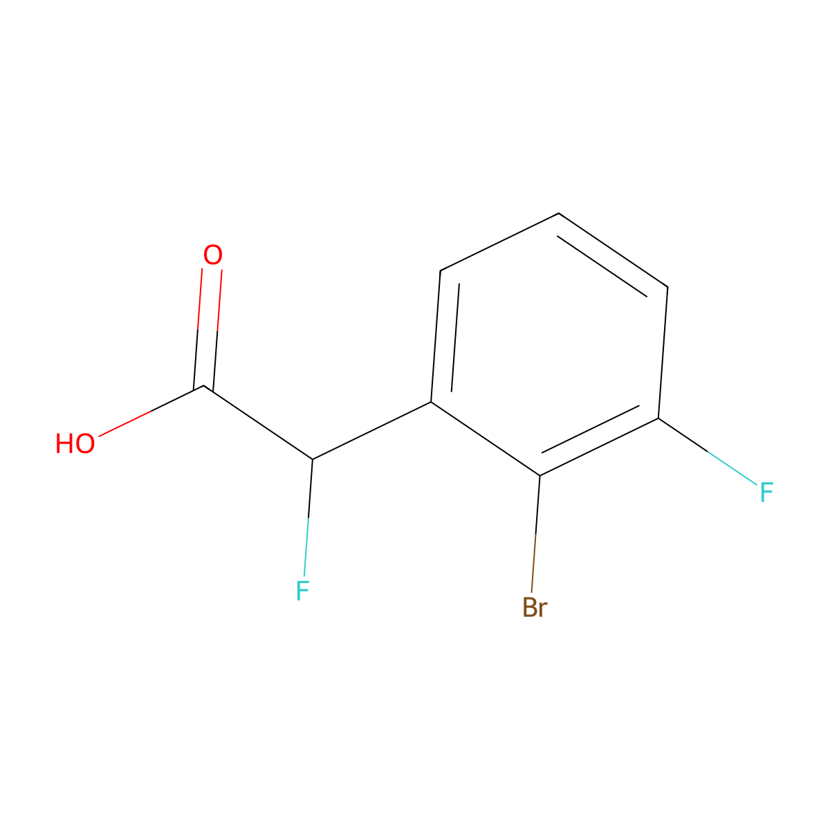 2-(2-Bromo-3-fluorophenyl)-2-fluoroacetic acid molecular structure, CAS 2955713-40-1
