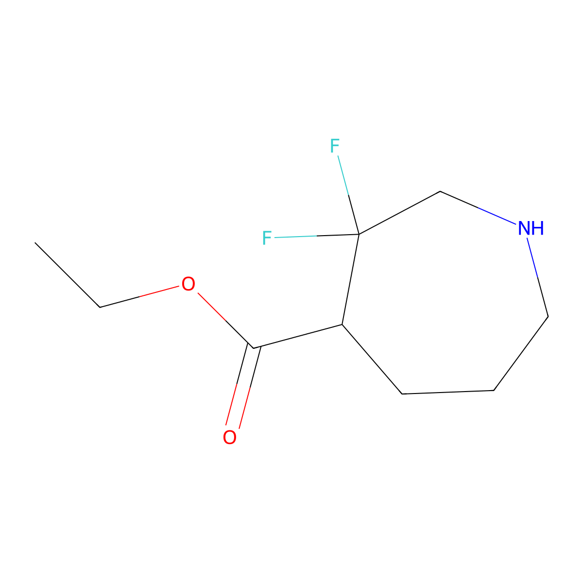 Ethyl 3,3-difluoroazepane-4-carboxylate molecular structure, CAS 2955713-41-2