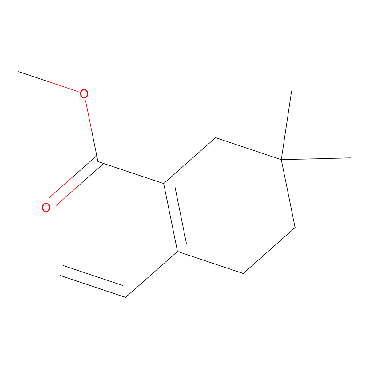Methyl 2-ethenyl-5,5-dimethylcyclohex-1-ene-1-carboxylate molecular structure, CAS 2955713-56-9