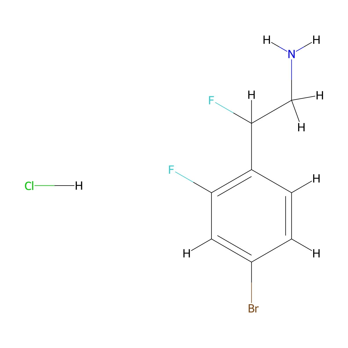2-(4-Bromo-2-fluorophenyl)-2-fluoroethan-1-amine hydrochloride molecular structure, CAS 2955713-72-9