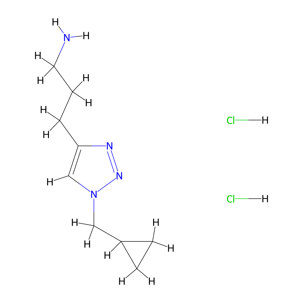 3-[1-(cyclopropylmethyl)-1H-1,2,3-triazol-4-yl]propan-1-amine dihydrochloride molecular structure, CAS 2955713-76-3