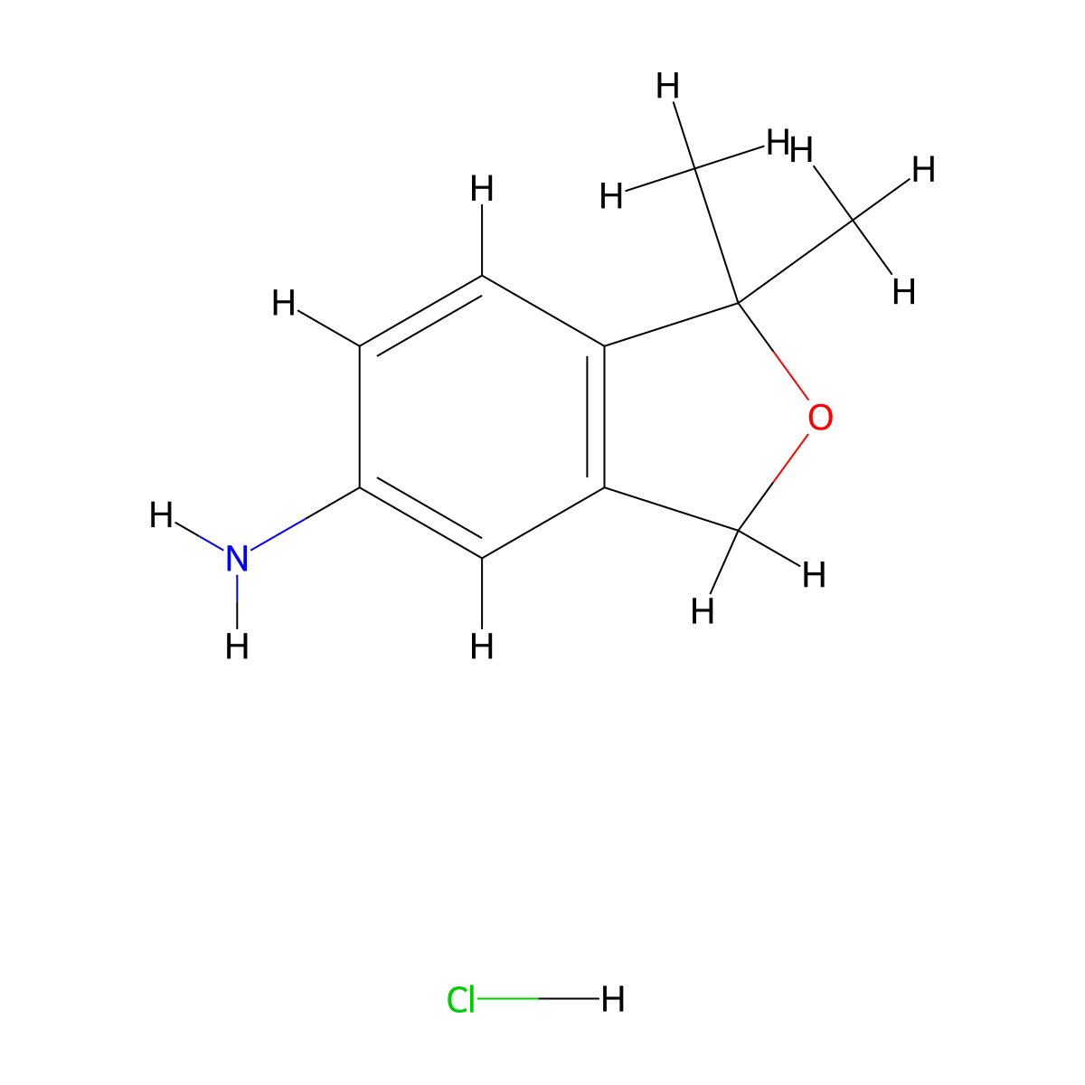 1,1-Dimethyl-1,3-dihydroisobenzofuran-5-amine hydrochloride molecular structure, CAS 2955713-82-1