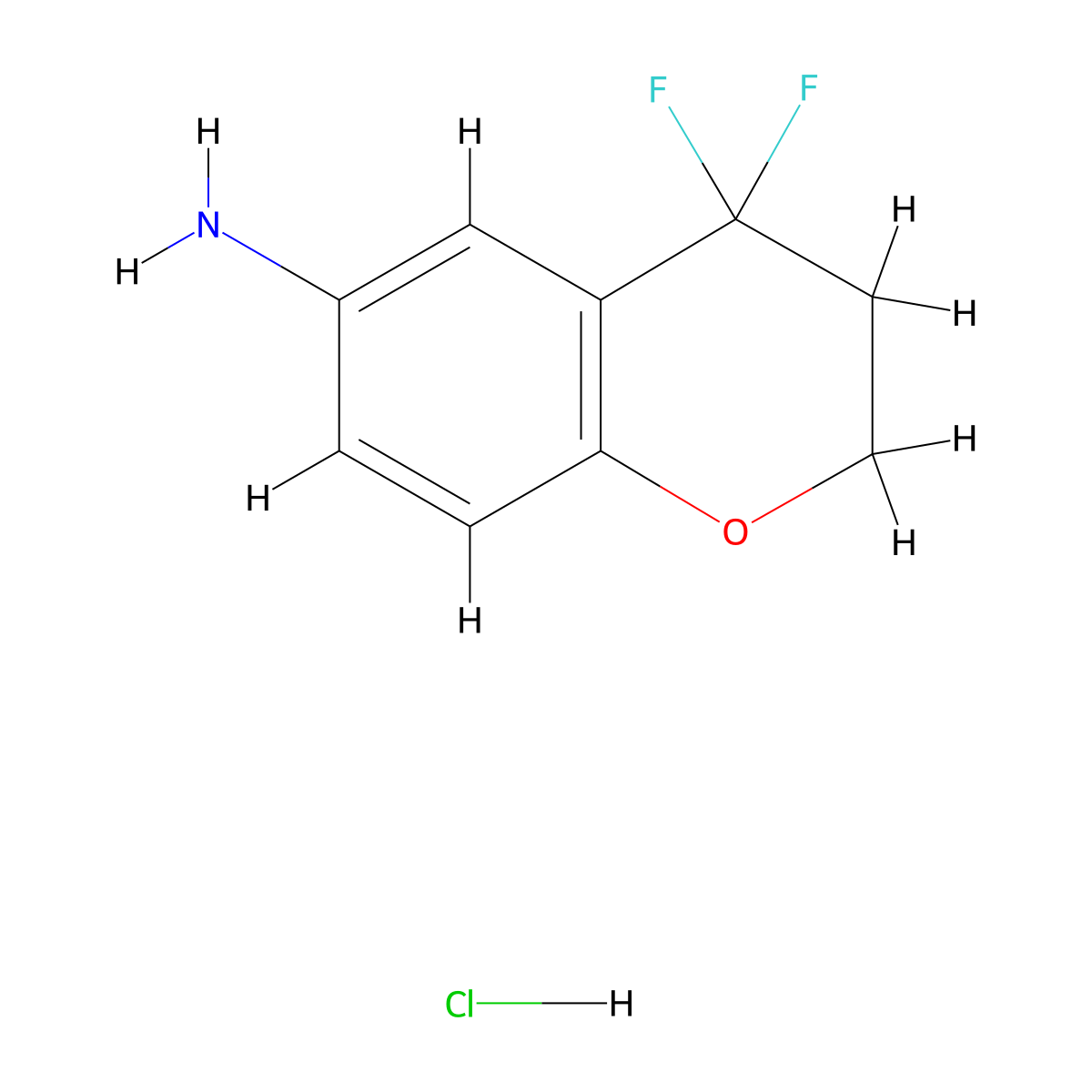 4,4-difluoro-3,4-dihydro-2H-1-benzopyran-6-amine hydrochloride molecular structure, CAS 2955713-92-3