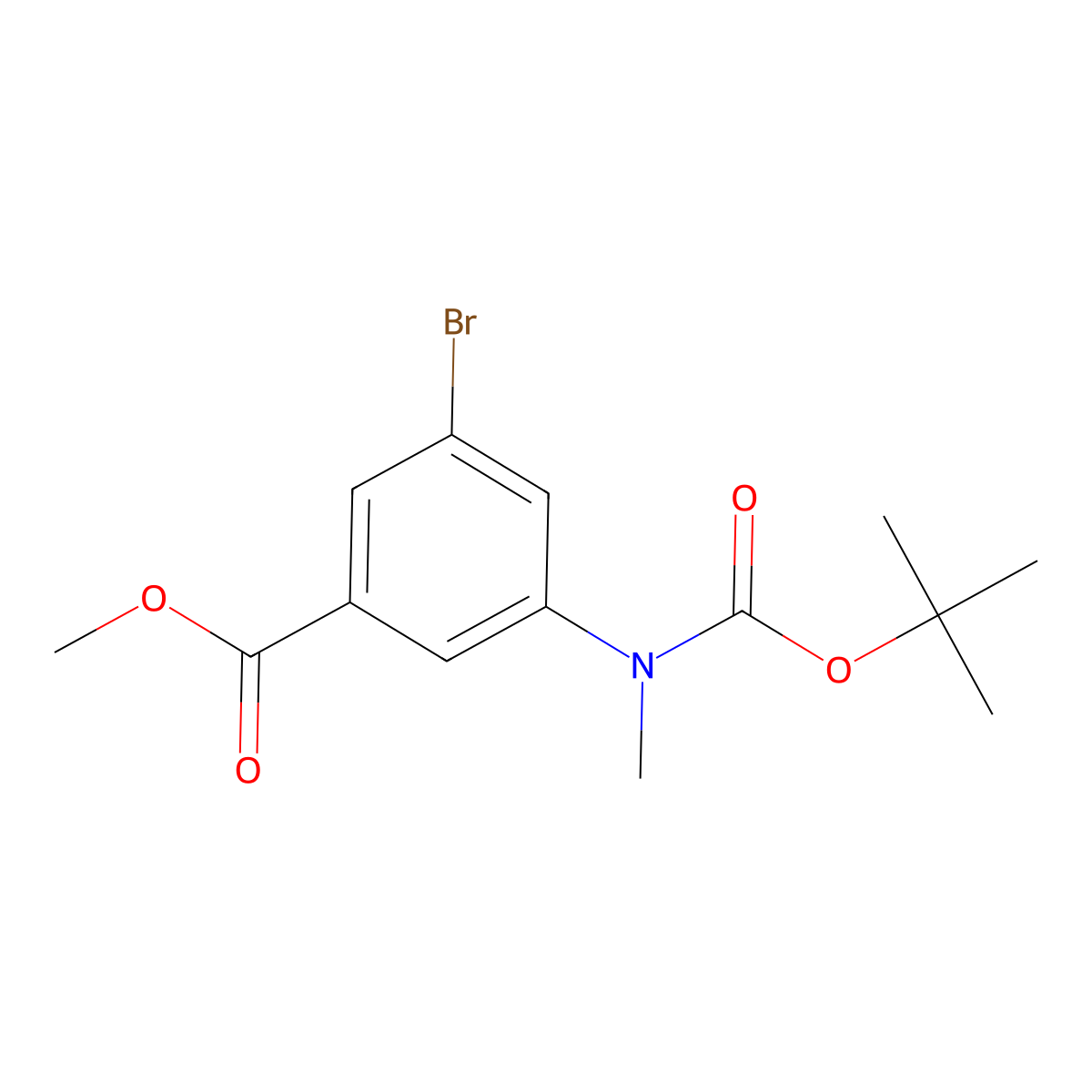 Methyl 3-bromo-5-((tert-butoxycarbonyl)(methyl)amino)benzoate molecular structure, CAS 2955713-98-9