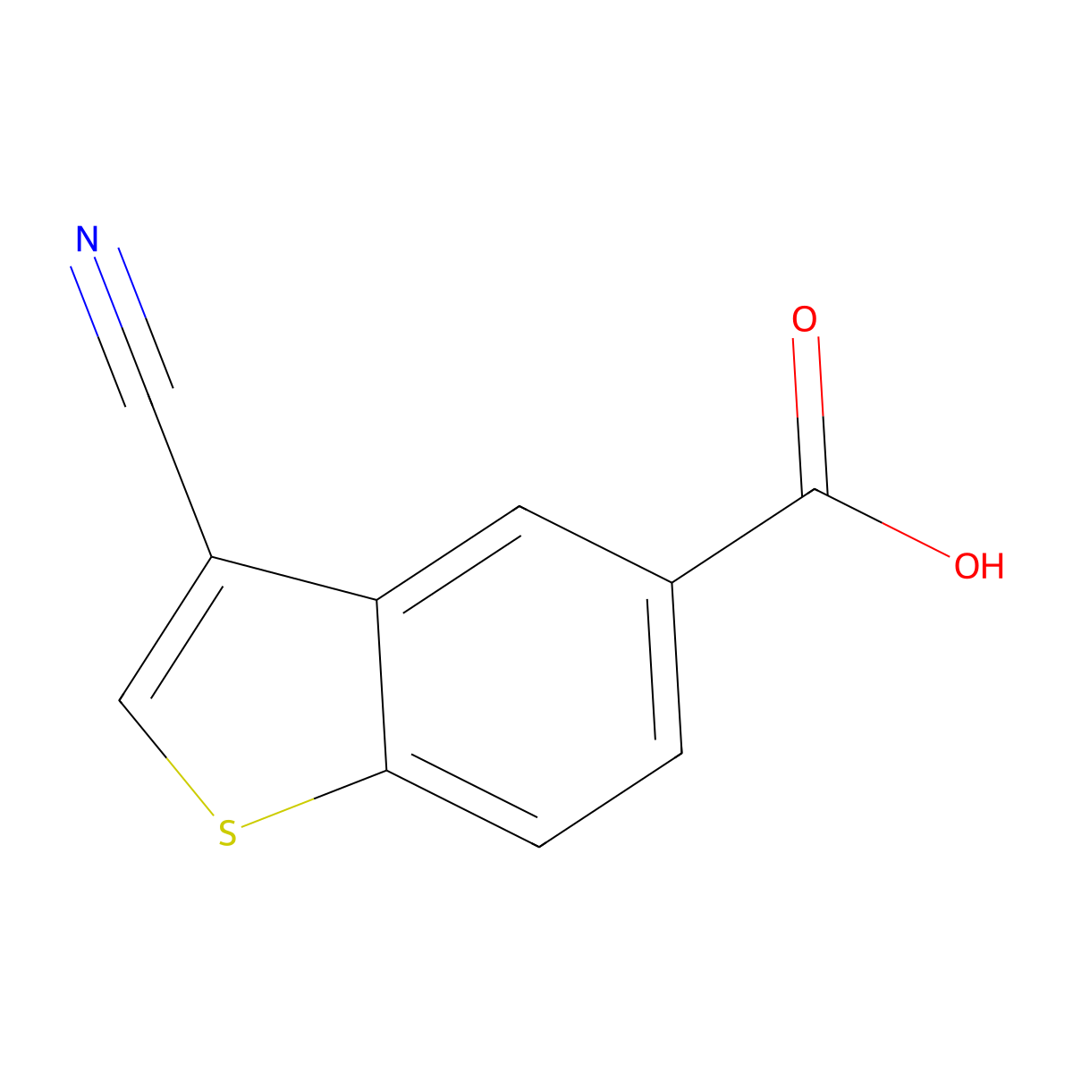 3-Cyano-1-benzothiophene-5-carboxylic acid molecular structure, CAS 2955714-01-7