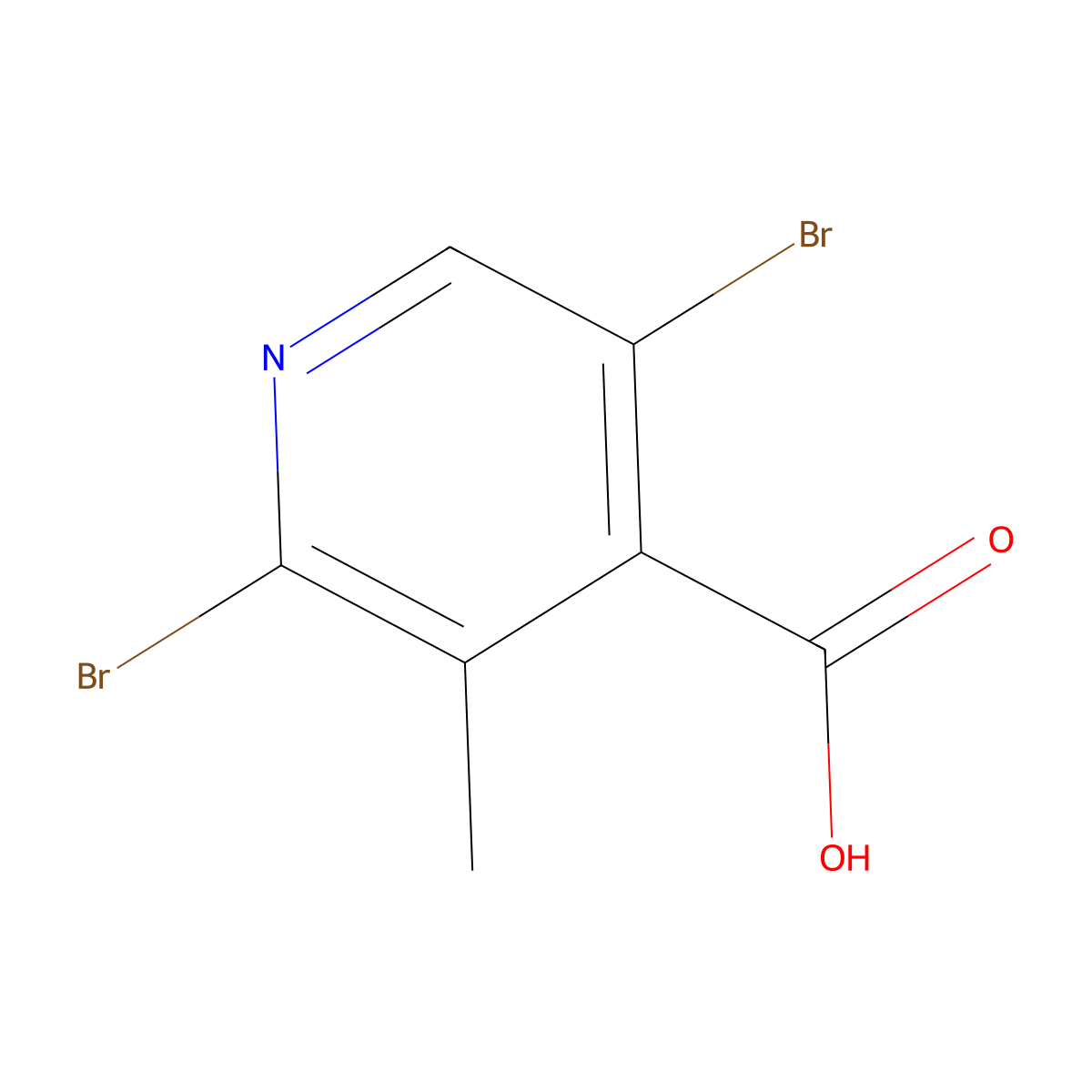 2,5-Dibromo-3-methylpyridine-4-carboxylic acid molecular structure, CAS 2955714-11-9
