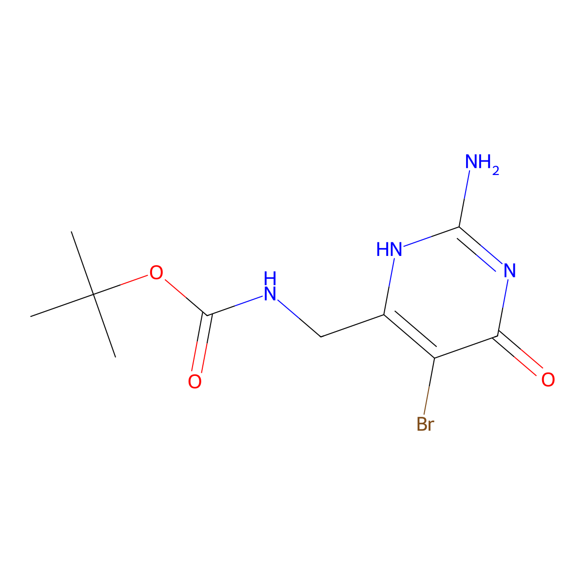tert-butyl N-[(2-amino-5-bromo-6-oxo-1,6-dihydropyrimidin-4-yl)methyl]carbamate molecular structure, CAS 2955714-15-3