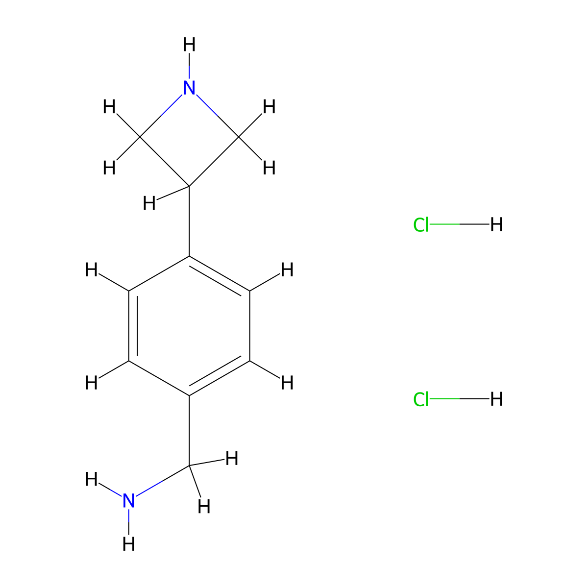 1-[4-(Azetidin-3-yl)phenyl]methanamine dihydrochloride molecular structure, CAS 2955714-17-5