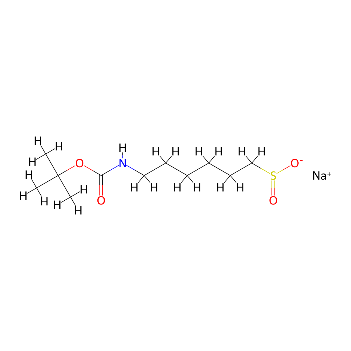 Sodium 6-{[(tert-butoxy)carbonyl]amino}hexane-1-sulfinate molecular structure, CAS 2955714-19-7