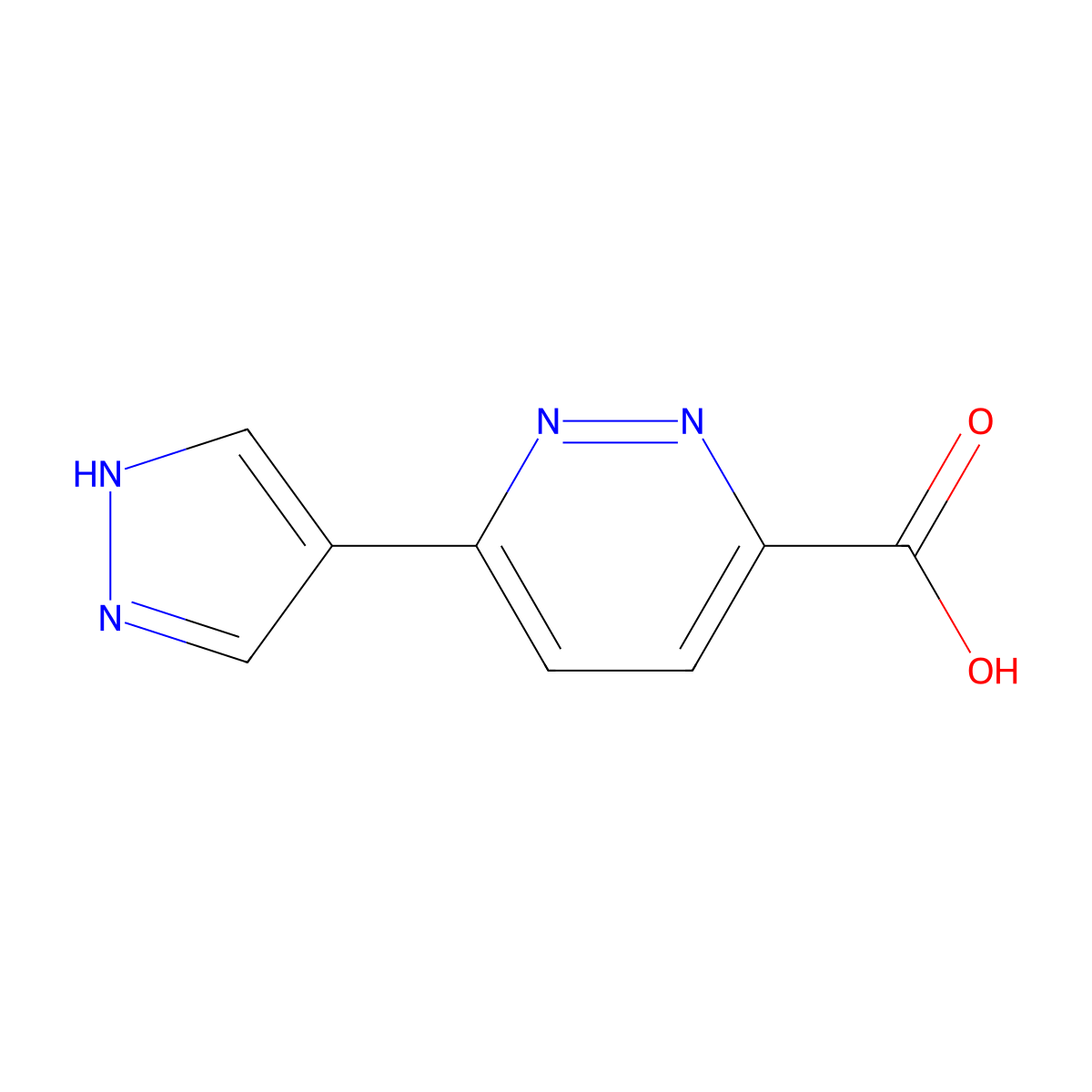 6-(1H-pyrazol-4-yl)pyridazine-3-carboxylic acid molecular structure, CAS 2955714-34-6