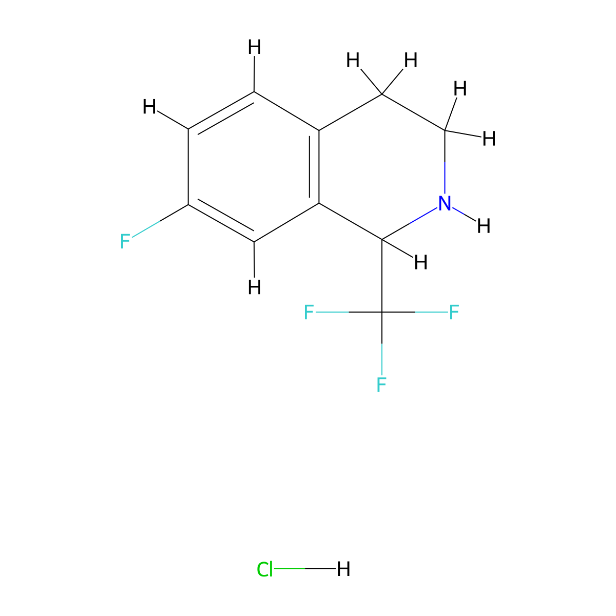 7-Fluoro-1-(trifluoromethyl)-1,2,3,4-tetrahydroisoquinoline hydrochloride molecular structure, CAS 2955714-46-0