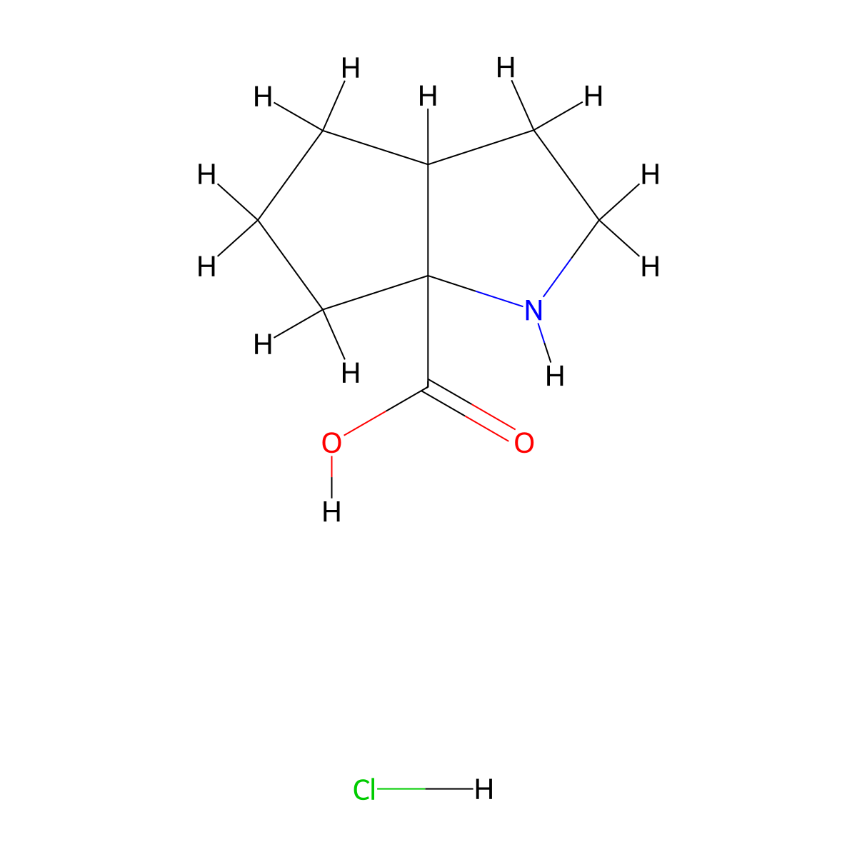 Octahydrocyclopenta[b]pyrrole-6a-carboxylic acid hydrochloride molecular structure, CAS 2955714-48-2