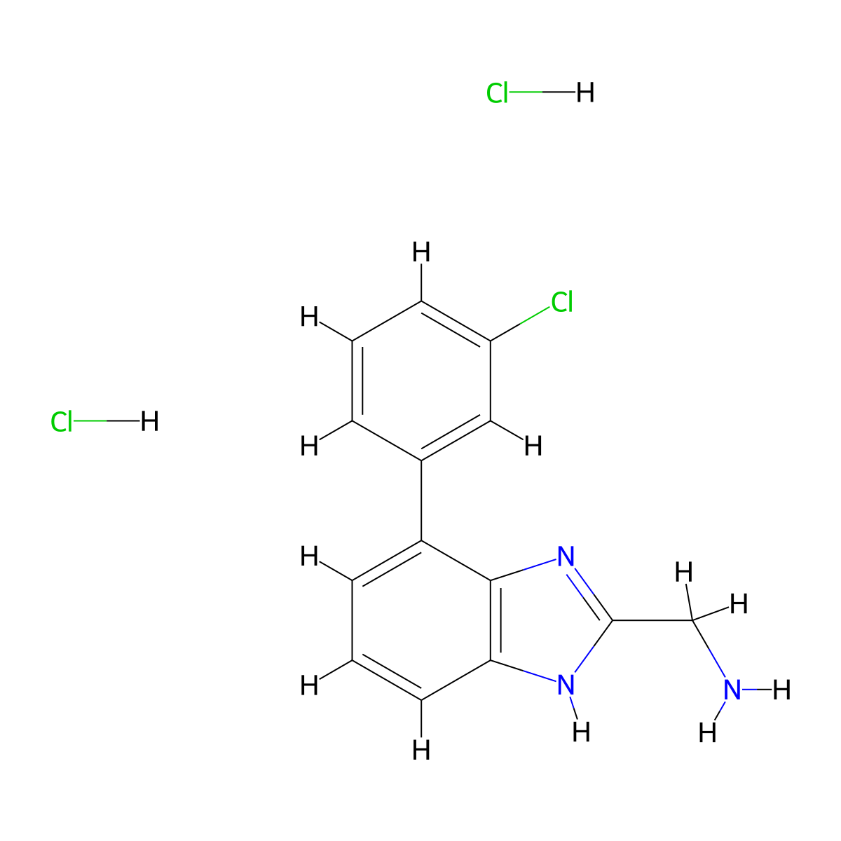 [4-(3-chlorophenyl)-1H-benzimidazol-2-yl]methanamine;dihydrochloride molecular structure, CAS 2955714-49-3