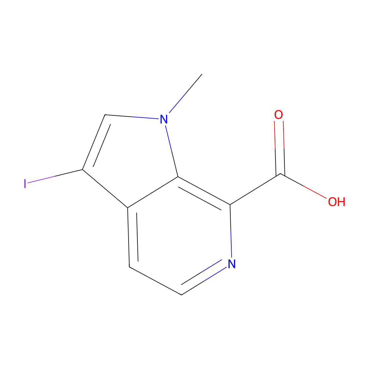 3-Iodo-1-methylpyrrolo[2,3-c]pyridine-7-carboxylic acid molecular structure, CAS 2955714-50-6