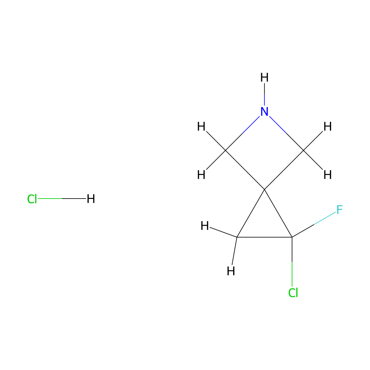 1-Chloro-1-fluoro-5-azaspiro[2.3]hexane hydrochloride molecular structure, CAS 2955714-52-8