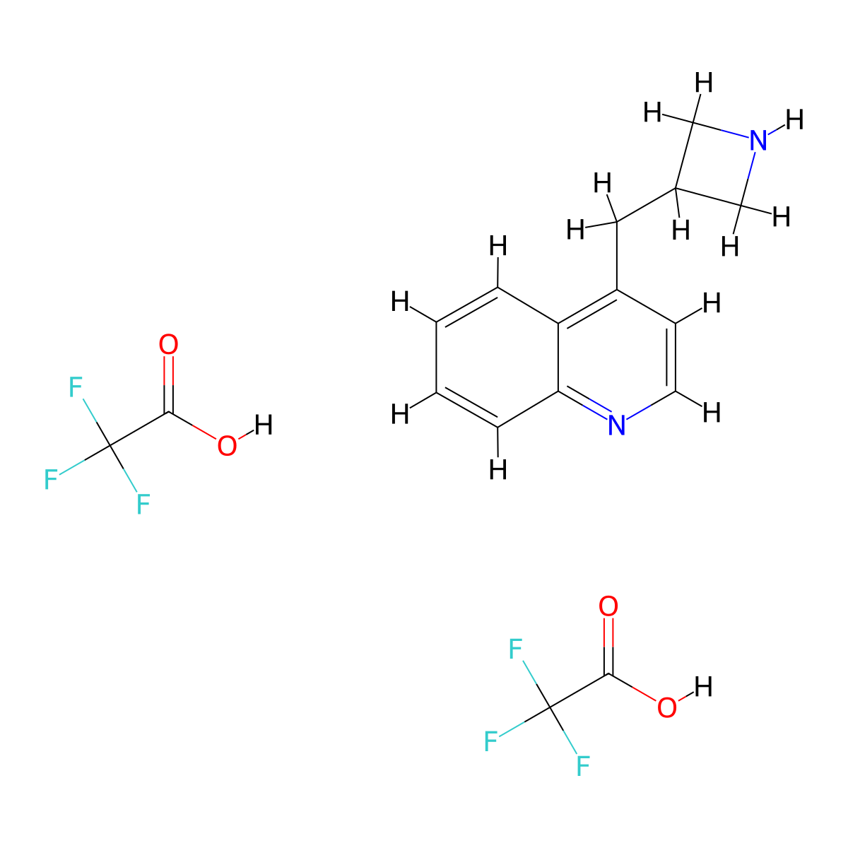 4-[(Azetidin-3-yl)methyl]quinoline, bis(trifluoroacetic acid) molecular structure, CAS 2955714-56-2