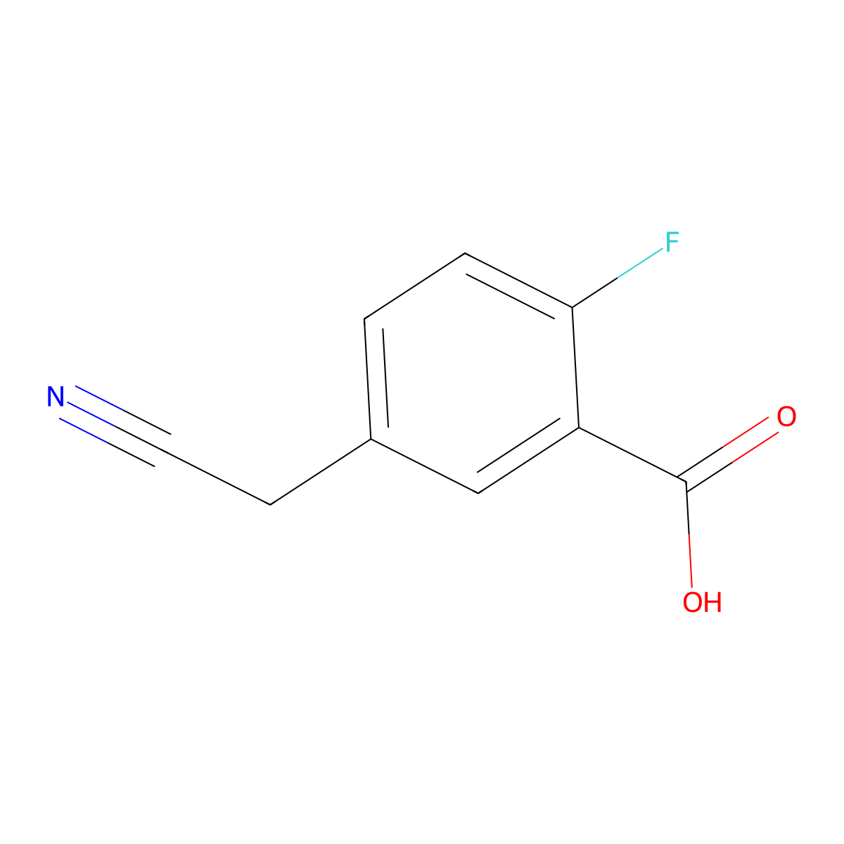 5-(Cyanomethyl)-2-fluorobenzoic acid molecular structure, CAS 2955714-60-8