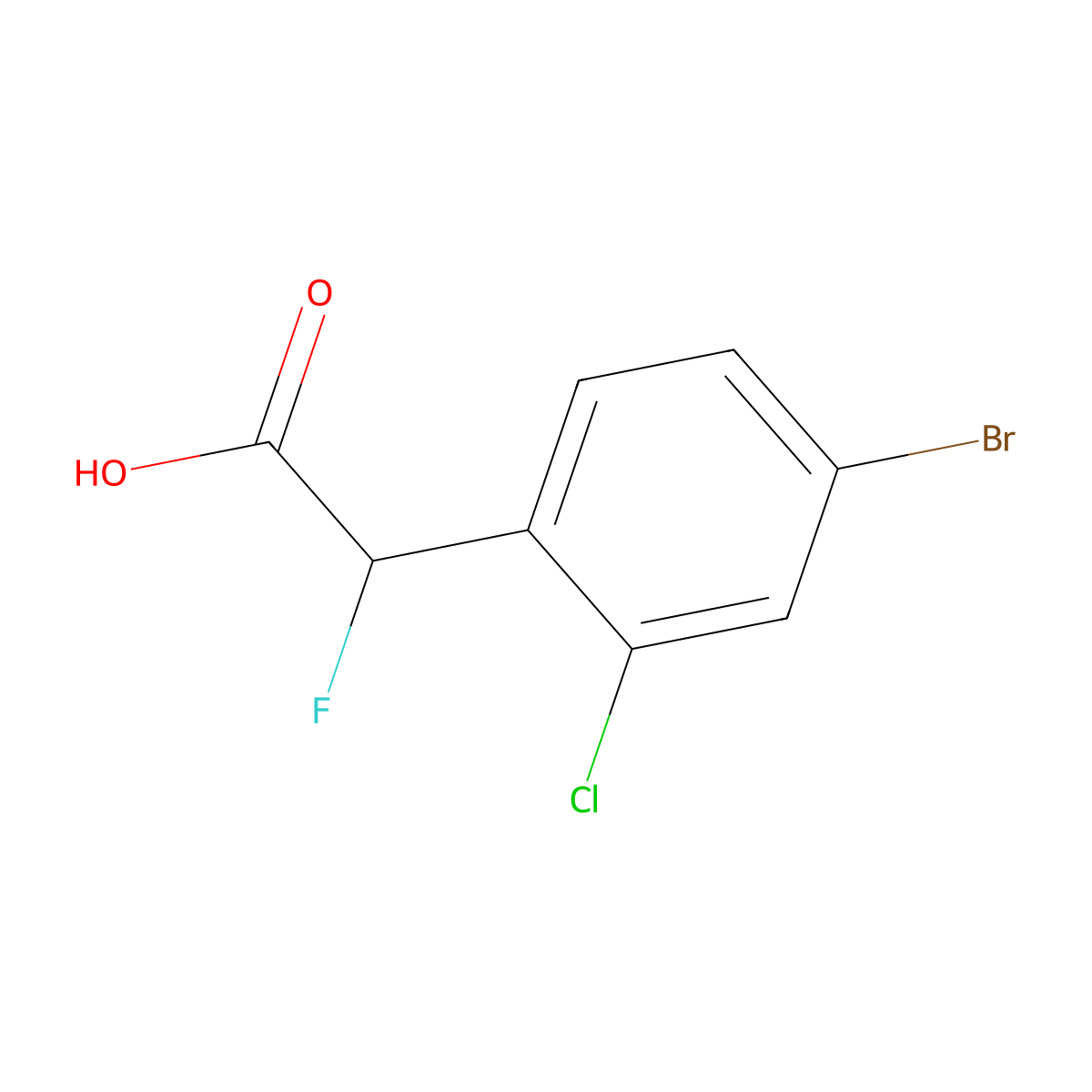 2-(4-Bromo-2-chlorophenyl)-2-fluoroacetic acid molecular structure, CAS 2955714-65-3