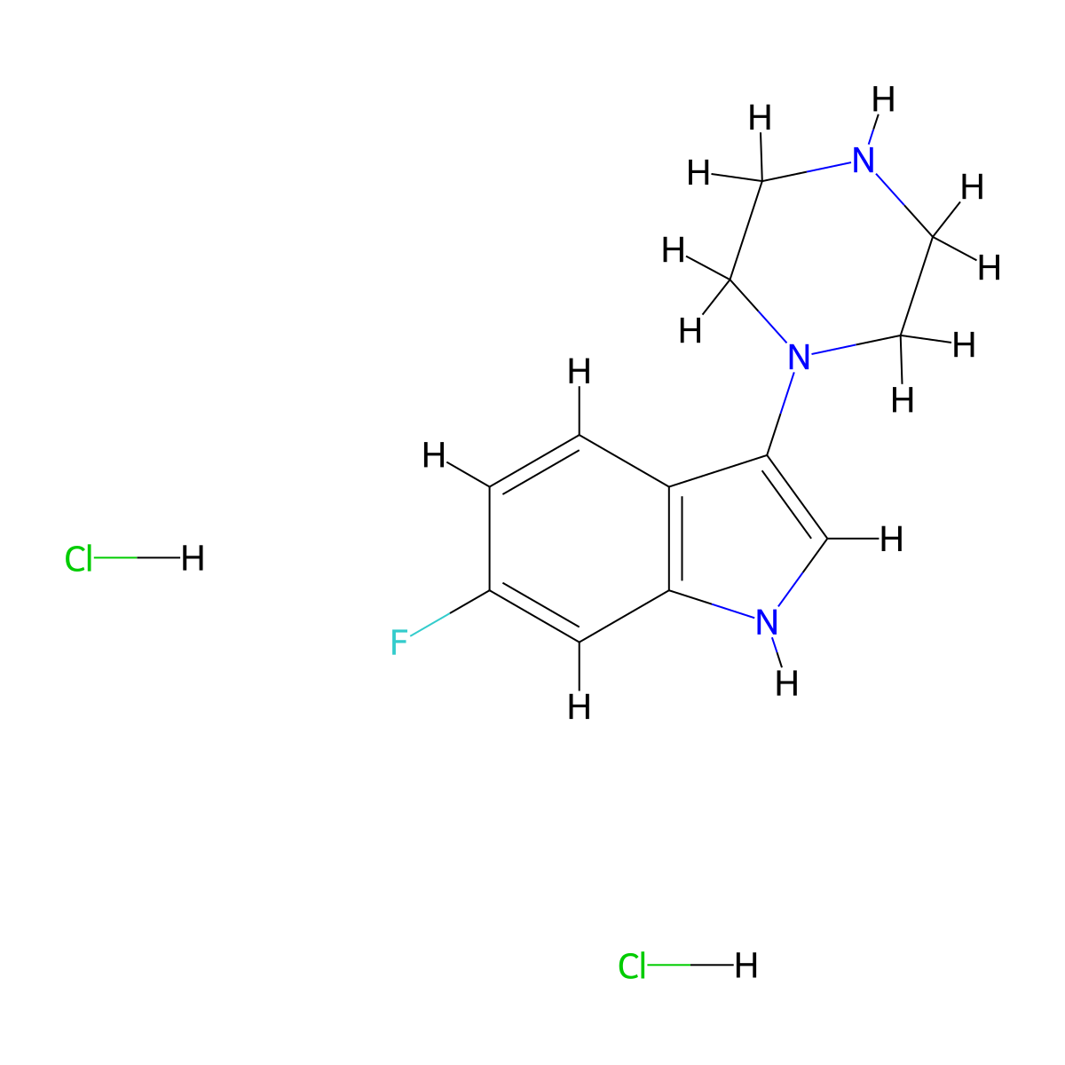 6-Fluoro-3-(piperazin-1-YL)-1H-indole dihydrochloride molecular structure, CAS 2955714-69-7