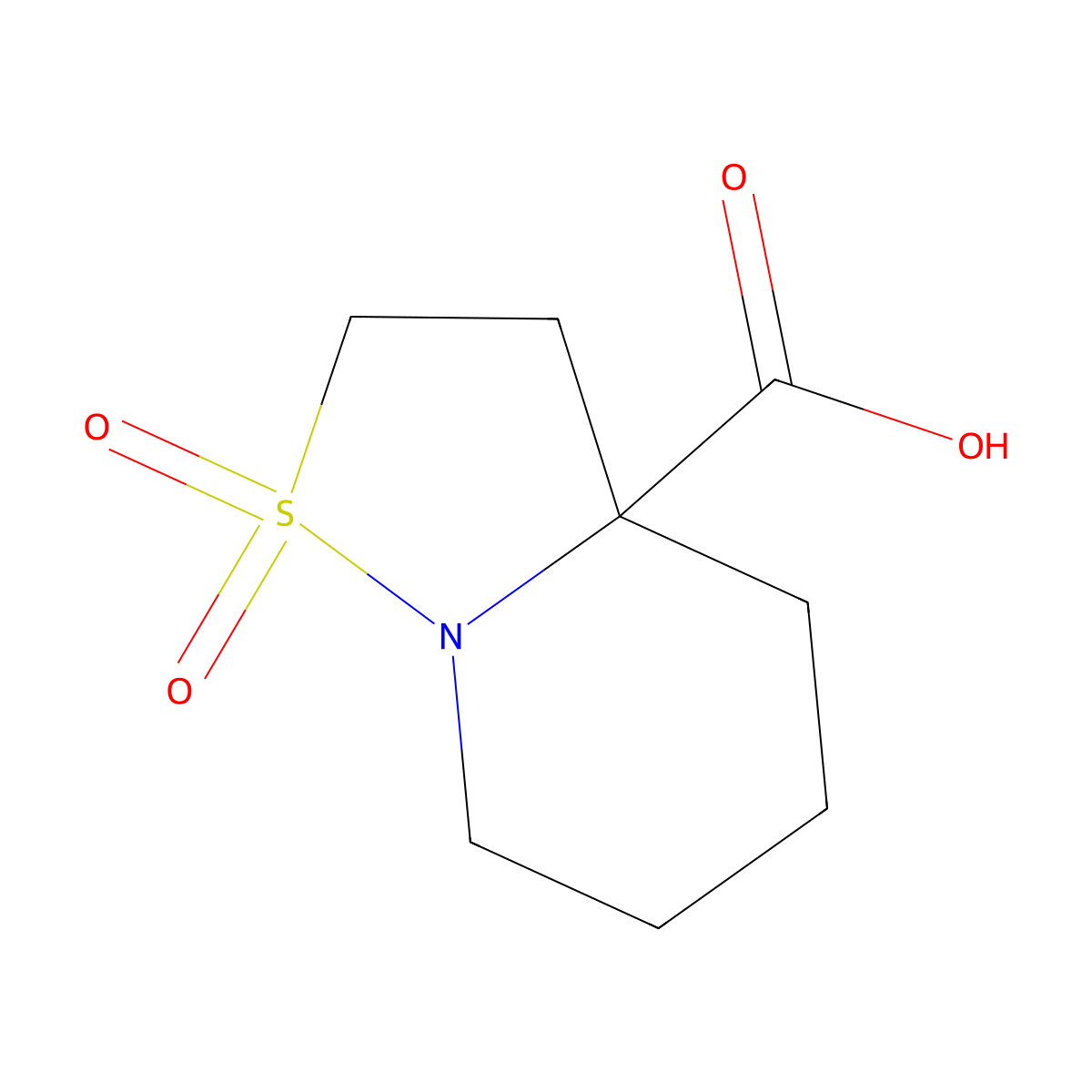 1,1-dioxo-hexahydro-2H-1lambda6-[1,2]thiazolo[2,3-a]pyridine-3a-carboxylic acid molecular structure, CAS 2955714-92-6