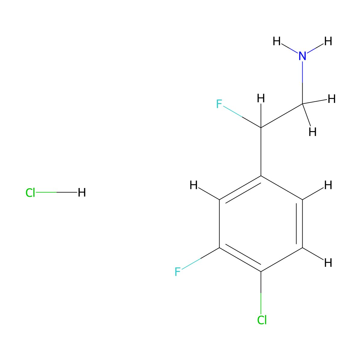 2-(4-Chloro-3-fluorophenyl)-2-fluoroethan-1-amine hydrochloride molecular structure, CAS 2955715-01-0