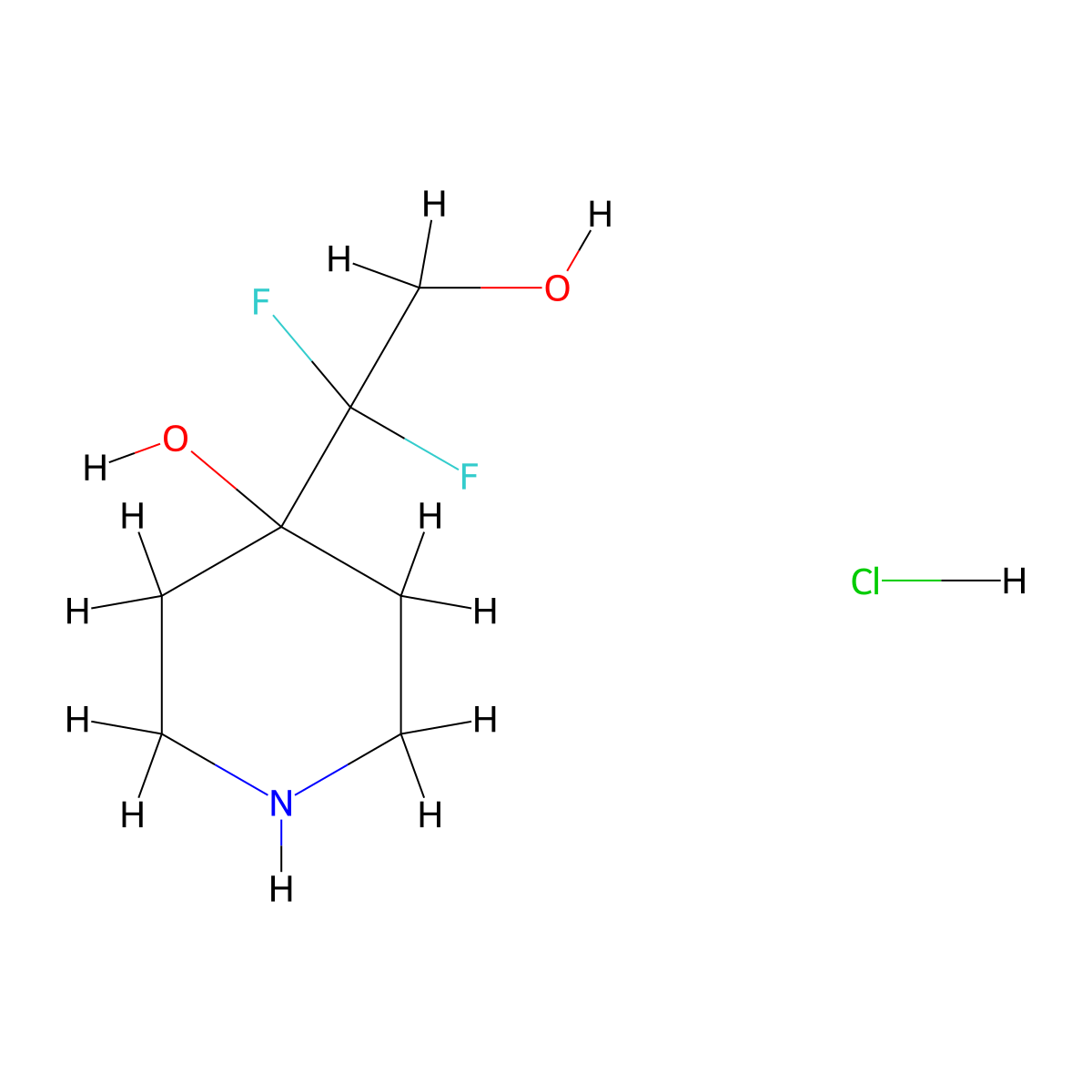 4-(1,1-Difluoro-2-hydroxyethyl)piperidin-4-ol hydrochloride molecular structure, CAS 2955715-02-1