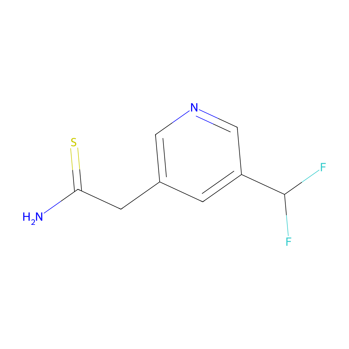 2-[5-(Difluoromethyl)pyridin-3-yl]ethanethioamide molecular structure, CAS 2955715-04-3