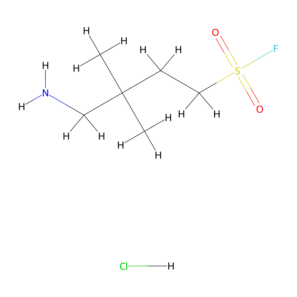 4-Amino-3,3-dimethylbutane-1-sulfonyl fluoride hydrochloride molecular structure, CAS 2955715-12-3